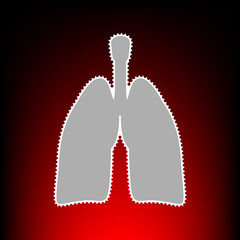 Human organs Lungs sign. Postage stamp or old photo style on red-black gradient background.
