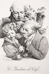 Illustration/ Amateurs de café / Gravure de Louis Boilly