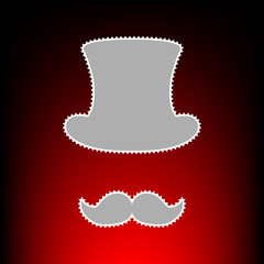 Hipster accessories design. Postage stamp or old photo style on red-black gradient background.