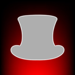 Top hat sign. Postage stamp or old photo style on red-black gradient background.