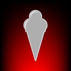Ice Cream sign. Postage stamp or old photo style on red-black gradient background.