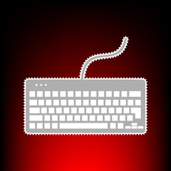 Keyboard simple sign. Postage stamp or old photo style on red-black gradient background.