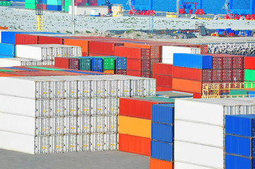 Cargo container in port