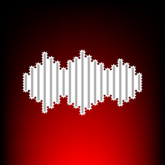 Sound waves icon. Postage stamp or old photo style on red-black gradient background.