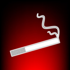 Smoke icon great for any use. Postage stamp or old photo style on red-black gradient background.
