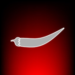 Chilli pepper sign. Postage stamp or old photo style on red-black gradient background.