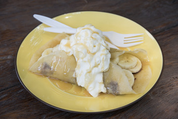 crape cake with banana