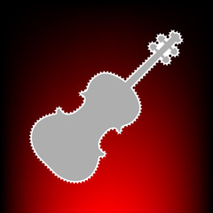 Violine sign illustration. Postage stamp or old photo style on red-black gradient background.