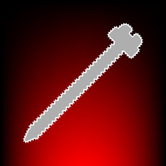 Screw sign illustration. Postage stamp or old photo style on red-black gradient background.