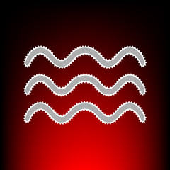 Waves sign illustration. Postage stamp or old photo style on red-black gradient background.
