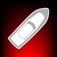 Boat sign. Postage stamp or old photo style on red-black gradient background.