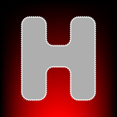 Letter H sign design template element. Postage stamp or old photo style on red-black gradient background.