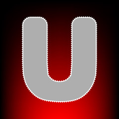 Letter U sign design template element. Postage stamp or old photo style on red-black gradient background.