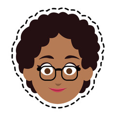 happy dark skin woman with short curly cartoon icon image vector illustration design 