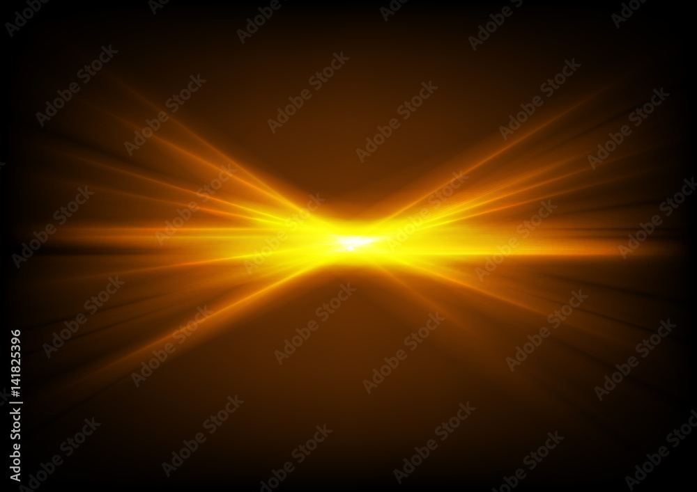 Wall mural Bright shiny orange glowing laser beams