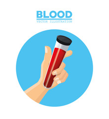 hand holding test tube blood vector illustration eps 10