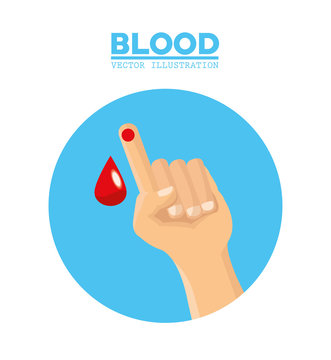 hand with drop blood vector illustration eps 10