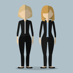 couple of businesswomen cartoon icon. colorful design. vector illustration