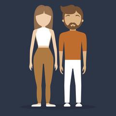 Fototapeta premium young couple wearing casual clothes over blue background. colorful design. vector illustration