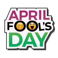 April Fools Day text with funny emoticons on white background. EPS 10 vector illustration for greetings card, ads, promotion, poster, flier, blog etc
