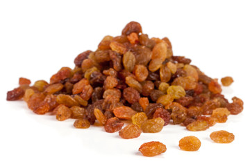 pile of raisins isolated on white background
