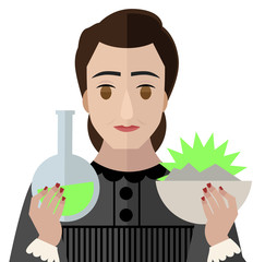 great scientist woman with radioactive objects