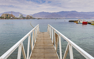 Fototapeta na wymiar Eialt is Israeli southernmost and famous resort tourist city, located on the northern shores of the Red Sea