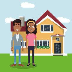 couple with house home image vector illustration eps 10