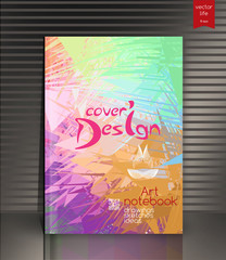 Cover design for Annual Report, Catalog or Magazine, Book or Brochure, Booklet or flyer. Layout template in A4 with triangular elements. Creative concept in bright colors. Vector Illustration