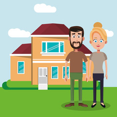 Obraz na płótnie Canvas couple with house home image vector illustration eps 10