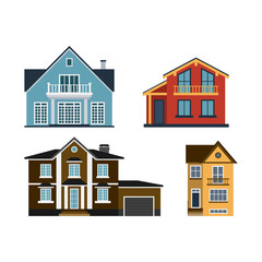 Houses front view vector illustration building architecture home construction estate residential property roof set apartment housing cottage