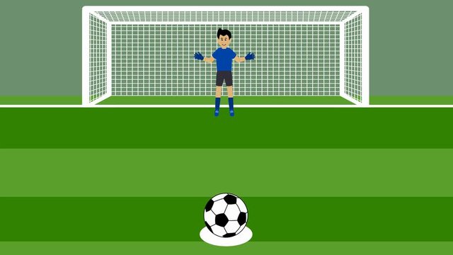 shot of several penalty kicks with goalkeeper in football