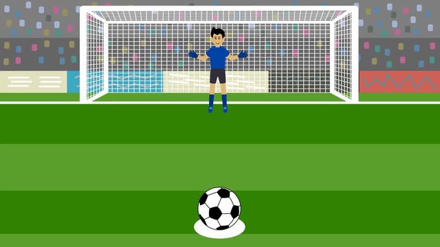 shot of several penalty kicks with goalkeeper in football