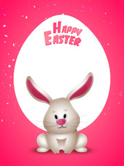Happy Easter poster design with cute bunny.