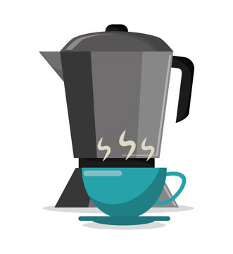 gray coffee maker with blue cup clip art preview