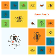 Dessert Icon Set in Modern Flat Design Style