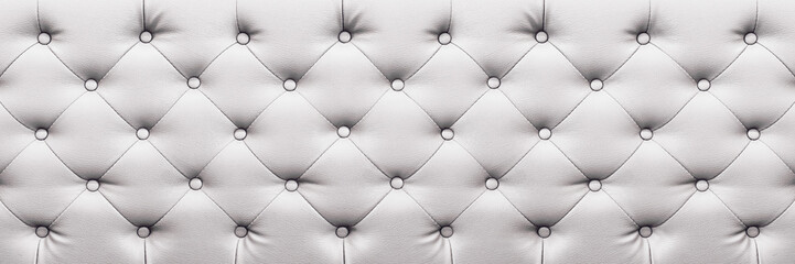 horizontal elegant white leather texture with buttons for background and design
