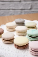 Sweet and colourful french macaroons 