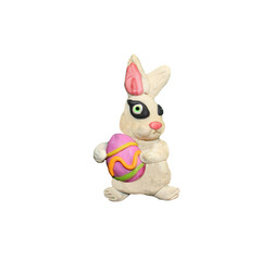 Plasticine  Easter Bunny  sculpture isolated
