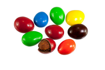 photo shot of almonds in chocolate