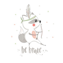 Funny tribal raccoon and inscription © rosypatterns