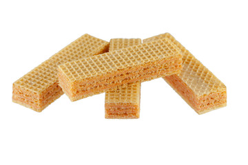 Wafer snacks over a white background