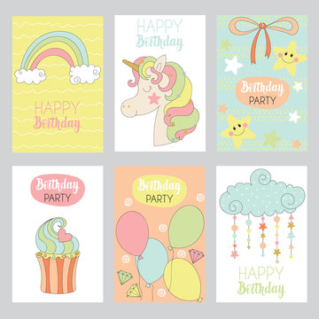 Set of cute Baby birthday cards