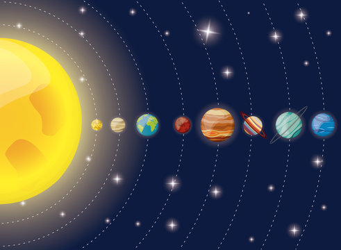 solar system planets sun diagram vector illustration eps 10