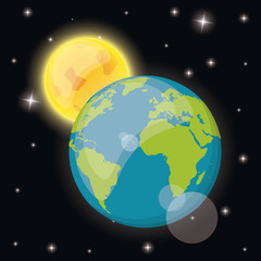 earth sun space dark vector illustration eps 10