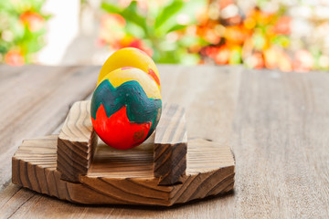 easter egg on wood