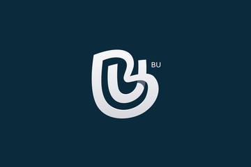 Letter B and U Monogram Logo Design Vector