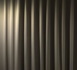 Closed curtain in a theater background.