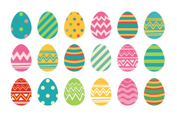 Obraz premium Set of easter eggs flat design on white background.