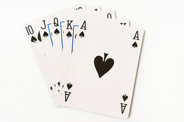 Playing cards isolated on white background